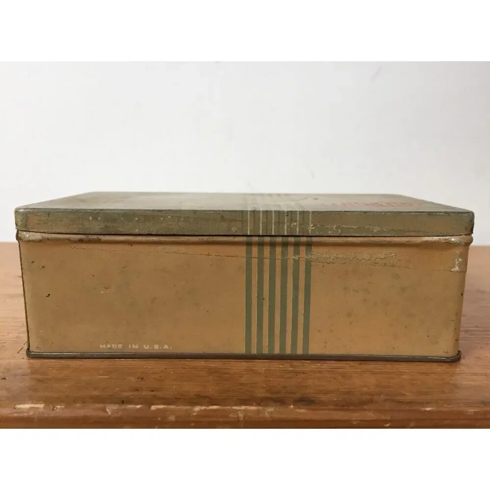 Vintage DuPont Refined Camphor USP 32 Tablet Rectangular Metal Tin Empty